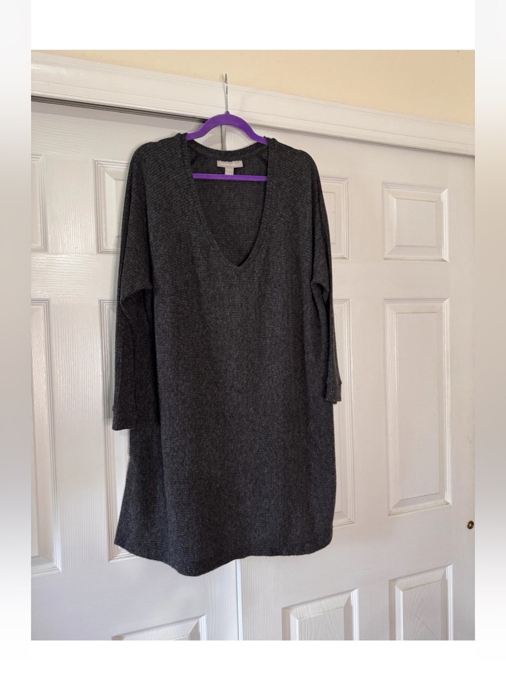 Charcoal V-Neck Knit Women’s Sweater